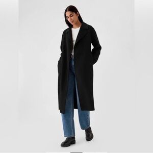 NWT Gap Belted Double-Faced Wool Coat - Black - Size XL